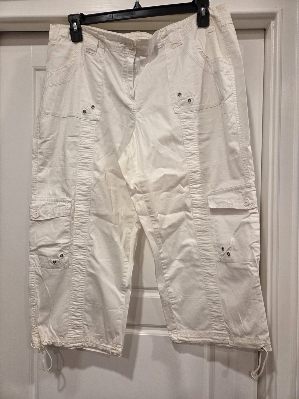 White Cargo Capris - Lightweight Utility Pants